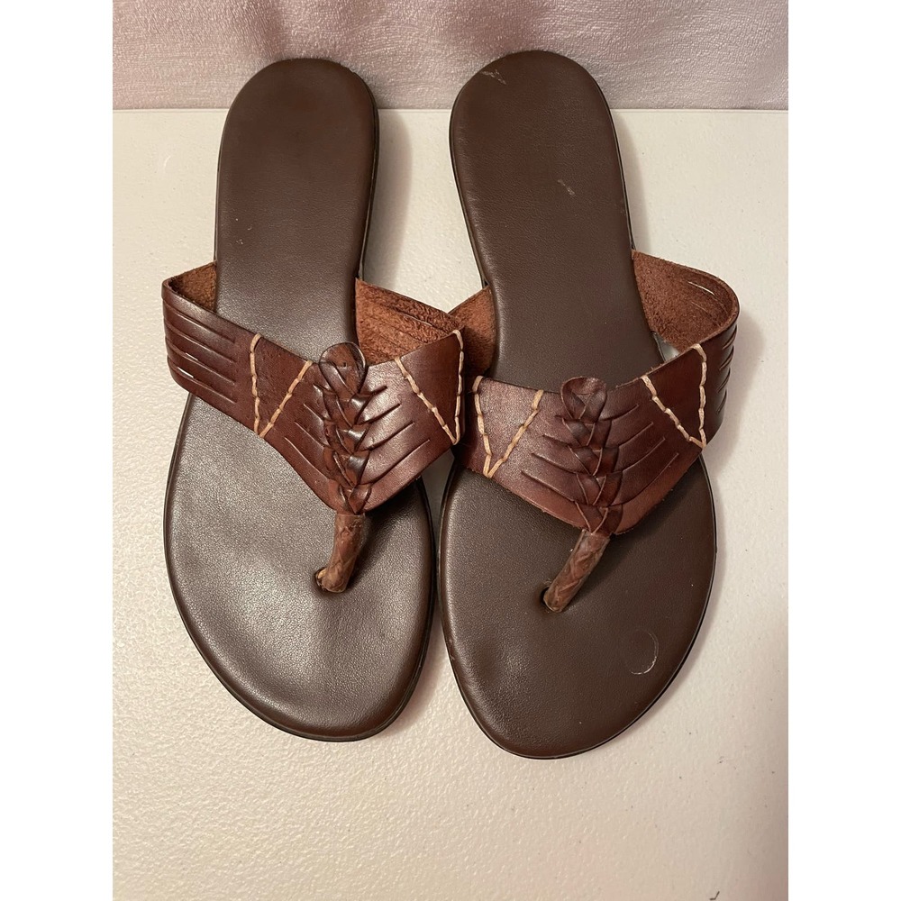 Se'ychelles flip flops‎ brown leather 7.5 womens